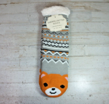 Sherpa Critter Socks Orange Animal Bear Fox55334 One Size Slipper Non-Slip Grip - £6.79 GBP