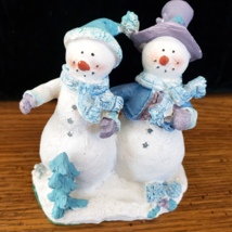 Greenbrier International Snowman Couple Holiday Christmas Winter Figurine 3.5&quot;T - £5.90 GBP