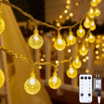 Crystal Globe String Lights Plug In - 33 Ft 100 Led Globe Fairy String Lights Wi - £30.36 GBP