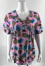 Disney Minnie Mouse Nursing Scrubs Top Size XL Pink Pineapple Tropical P... - £23.39 GBP