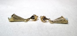 Vintage 14K Yellow Gold Opal Dangle Earrings K1310 - £321.67 GBP