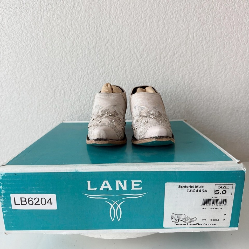 NEW Lane Santorini Cowboy Booties Womens 5 White Short Cowgirl Boots Snip Toe Item image 10