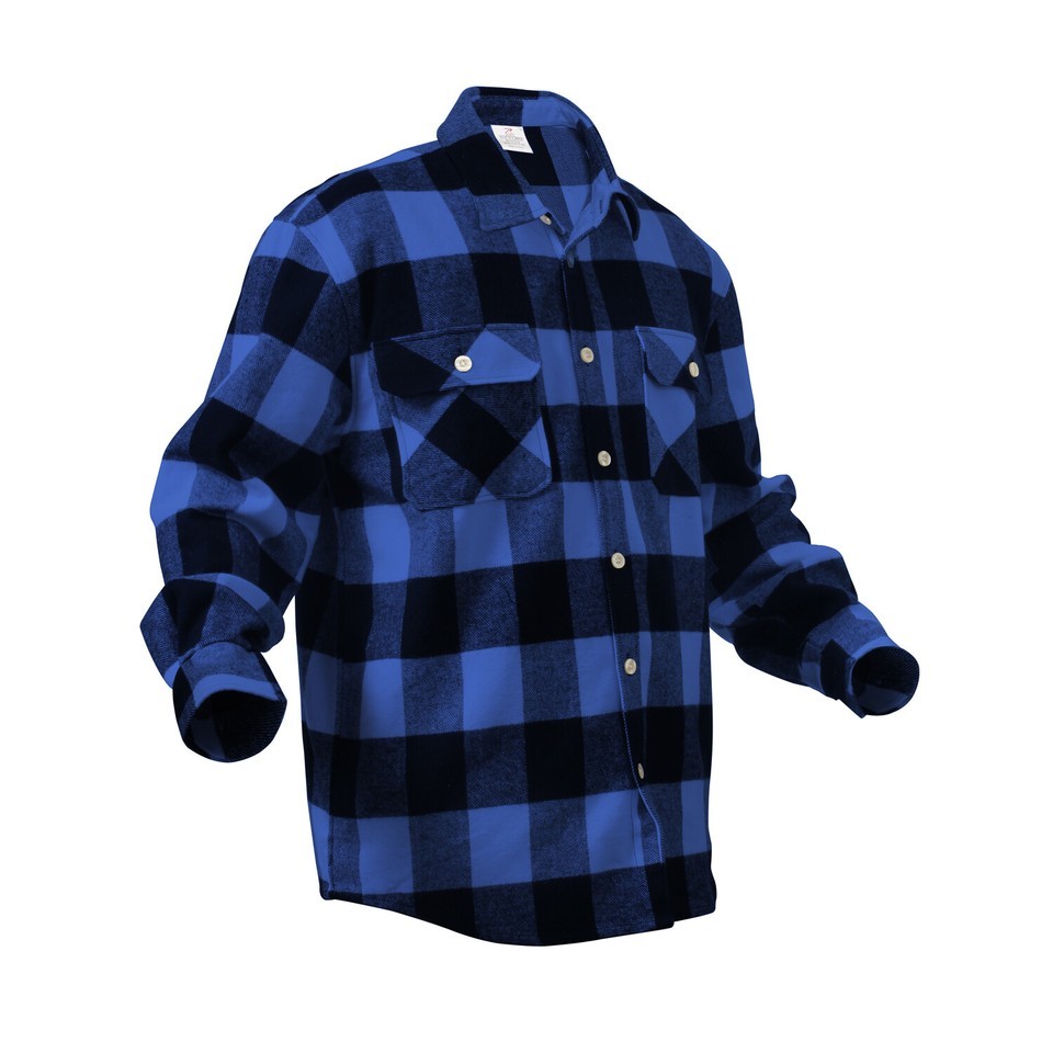 Rothco Buffalo Blue Plaid Extra Heavyweight Long Sleeve Flannel Shirt XS To 5XL Item image 5