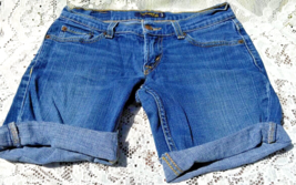 Levis 524 Too Superlow Womens Cut Off Shorts Medium Blue Denim Cotton Stretch 3s - £13.96 GBP