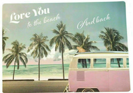 Pink VW Bus Placemats Love You Set of 4 Vinyl Beach Summer House Foam Back - $36.14