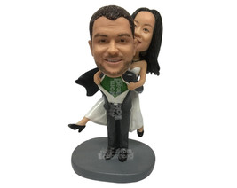 Custom Bobblehead Woman Hanging Onto Her Husband And Ripping His Shirt To Reveal - £122.25 GBP