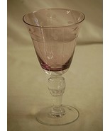 Etched Floral Dotted L Purple Bowl Clear Ball Stem Water or Ice Tea Glas... - £15.81 GBP