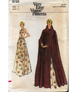 Vintage Very Easy Vogue 8725 Summer Evening Dress &amp; Long Cape Coat Uncut... - £14.14 GBP