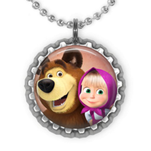 1 MASHA and The BEAR Silver Bottle Cap Necklace set 3! - $10.68