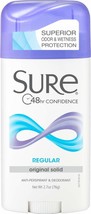 Sure Anti-Perspirant &amp; Deodorant Original Solid, Regular Scent 2.70 oz (Pack of  - £25.57 GBP