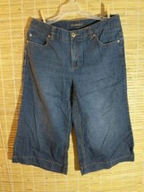 Liz Claiborne Womens Denim Wide Leg Capri Pant Cotton Sz 8 Med Blue 31 x... - $6.70 CAD