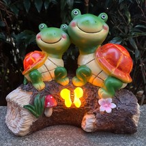 Garden Turtle Figurines Outdoor Decor, Outdoor Statues with Solar LEDs for Patio - £23.94 GBP