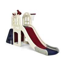 Toddler Slide Climber Playset Basketball Hoop 6-In-1 Indoor Outdoor Playground - £129.01 GBP