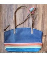 Relic Brand Purse ~ Navy Blue w/Multicolored Stripes ~ 10&quot; x 16&quot; ~ Doubl... - $427.24 MXN