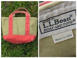LL Bean Boat &amp; Tote Small Orange Red Brown Rust Bag Canvas USA 7 x 11 - $113.29