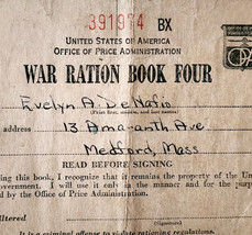 1945 WW2 War Ration Book 4 DeNafio Medford Massachusetts Military DWQQ13 - $29.99