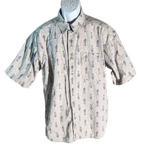COLUMBIA Men&#39;s Short Sleeve Button Down Fish Cotton Shirt Large - $13.54