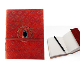 Notebook Handmade Dark Buffalo Leather Blank Lokta Paper Pocket Diary Journal  - $51.05