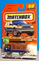 Matchbox 2000 Farming Series #50 Dodge Cattle Truck Blue w/ 2 Cattle 2000 Logo - £4.72 GBP