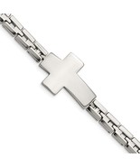 Men&#39;s Stainless Steel Polished Cross Link Bracelet - €77,21 EUR