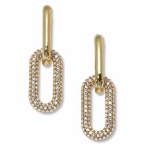 PalmBeach Jewelry Goldtone Round Crystal Chain Link Drop Earrings, 36x12mm - £17.94 GBP