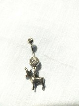 3D Whitetail Deer Full Body Design Country Woods Animal 14g Clear Cz Belly Ring - £4.73 GBP