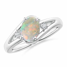 Authenticity Guarantee 
Angara Natural 8x6mm Opal Ring for Women in Platinum ... - £997.81 GBP
