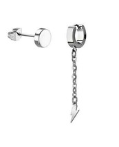 Lightning Bolt Helix Huggie Hoop and Illusion Plug Stud Silver Tone Earrings - £11.95 GBP