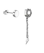 Lightning Bolt Helix Huggie Hoop and Illusion Plug Stud Silver Tone Earr... - $285.40 MXN