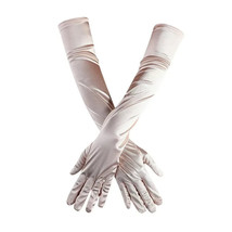 Bridal Prom Costume Adult Satin Gloves Light Pink Solid Opera Length New... - $12.59