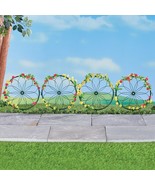 4 Wagon Wheel Fence Border Stakes Metal Trellis Vine Plants Outdoor Gard... - £23.22 GBP