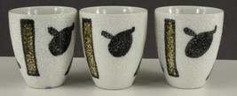 Vintage 3PC Lot Geometric 1960s Art Pottery No Handle Tea Cups Abstract Designs - £10.22 GBP