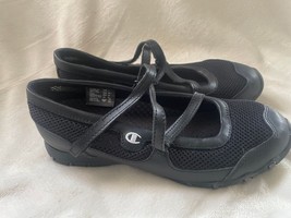EUC Champion Black Leather Mary Jane Strappy Slip-on Walking Shoes size 7 - $23.76