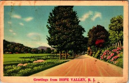 Generic Landscape Greetings From Hope Valley Rhode Island Linen Postcard D12 - £6.97 GBP