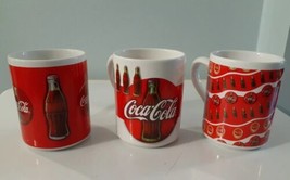 Gibson Coca Cola Coffee Mug Tea  Cup White And Red 1997 Set Of 3 - £10.18 GBP