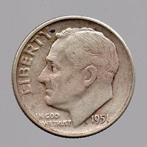 1951 D Roosevelt Dime - 90% Silver - Circulated Moderate Wear - $9.99