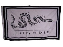 AES 3x5 Embroidered Sewn Join Or Die B/W 100% Cotton Flag 3&#39;x5&#39; 3 Clips - £54.54 GBP