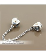Two Tone Sterling Silver and 14K Gold Plated , Heart &amp; Crown Safety Chai... - $26.75 CAD