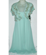 Sandra Darren 2 Piece Spaghetti Strap Gown with Lace Cover Size 14 NWT - $39.59