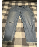 Ashley Stewart Women’s Distressed Fringe Hem Silver Striped Jeans – Size 20 - $8.79