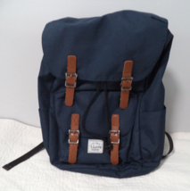 VASCHY Backpack Unisex Classic Canvas Organizer Rucksack Navy Blue Brown School - $21.73