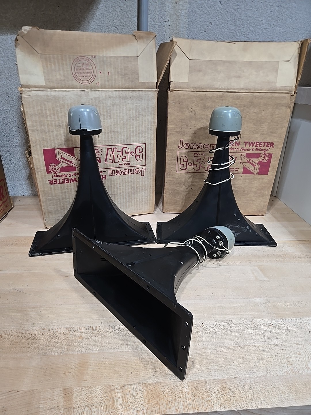 Vintage Lot 3 Jensen S-547 METAL HORN TWEETER DRIVER SPEAKERS Untested Made USA