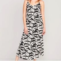 Old Navy Maxi Slip Dress Womens XL Beach Coverup Casual Comfort Black &amp; ... - $13.86