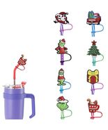 Wehnniee 8Pcs Christmas Straw Toppers 0.32in 8mm Cartoon Caps Reusable - €2,55 EUR