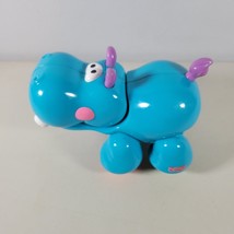 Fisher Price Hippo Toy Blue Tall Clicking Sounds Size 6" x 4" Baby Toy - $9.86