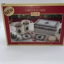 Spode Christmas Tree 5 Piece Tin Set, 2 Mugs  2 Coasters And Tin NIB - £18.48 GBP