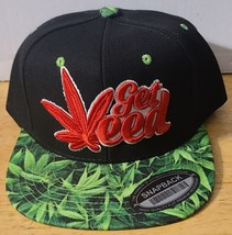Get Weed Marijuana Leaf Leaves Cannabis Snapback Baseball Cap ( Black ) - £12.79 GBP