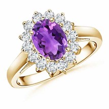 ANGARA Princess Diana Inspired Amethyst Ring with Diamond Halo - £955.04 GBP