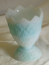 E.O Brody Opaque White Milk Glass Vase Blue Hues Textured Finish Vintage MCM - £19.77 GBP