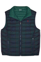 Polo Ralph Lauren Kid&#39;s Green Navy Plaid Reversible Puffer Vest, Sz XL (... - $118.80